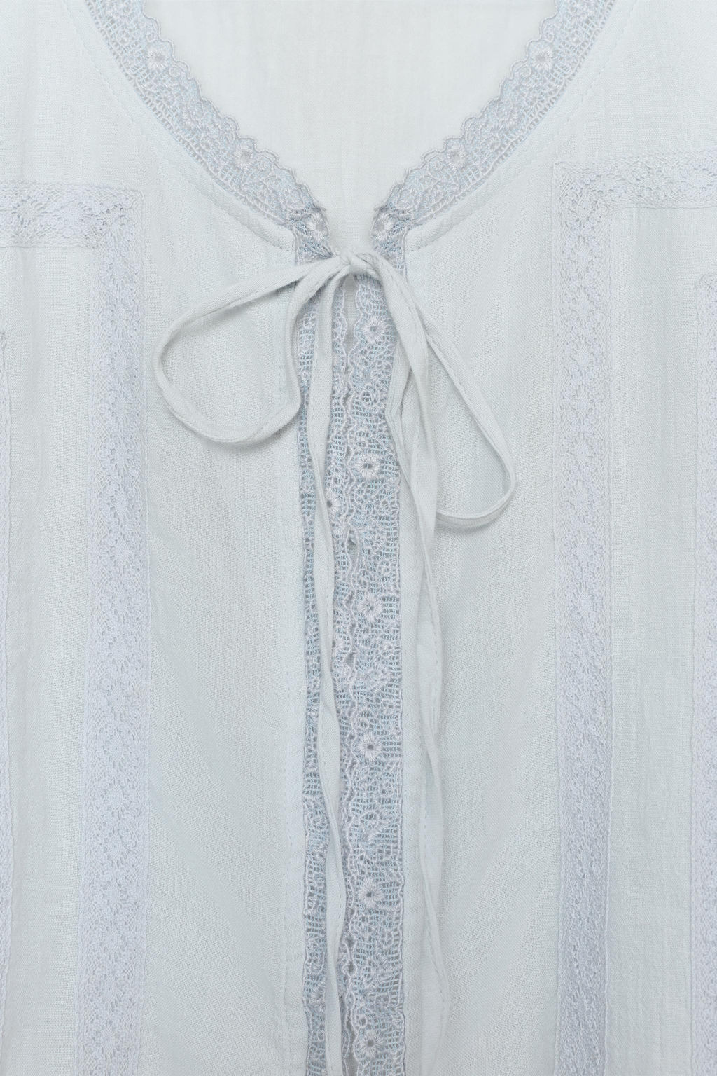 CAMISA GASA BORDADOS / Azul pastel - Zara фото 6