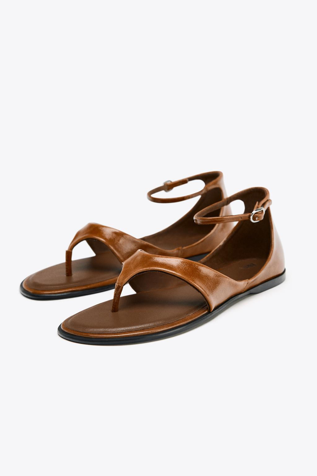 LEATHER TOE POST SANDALS - Zara фото 4