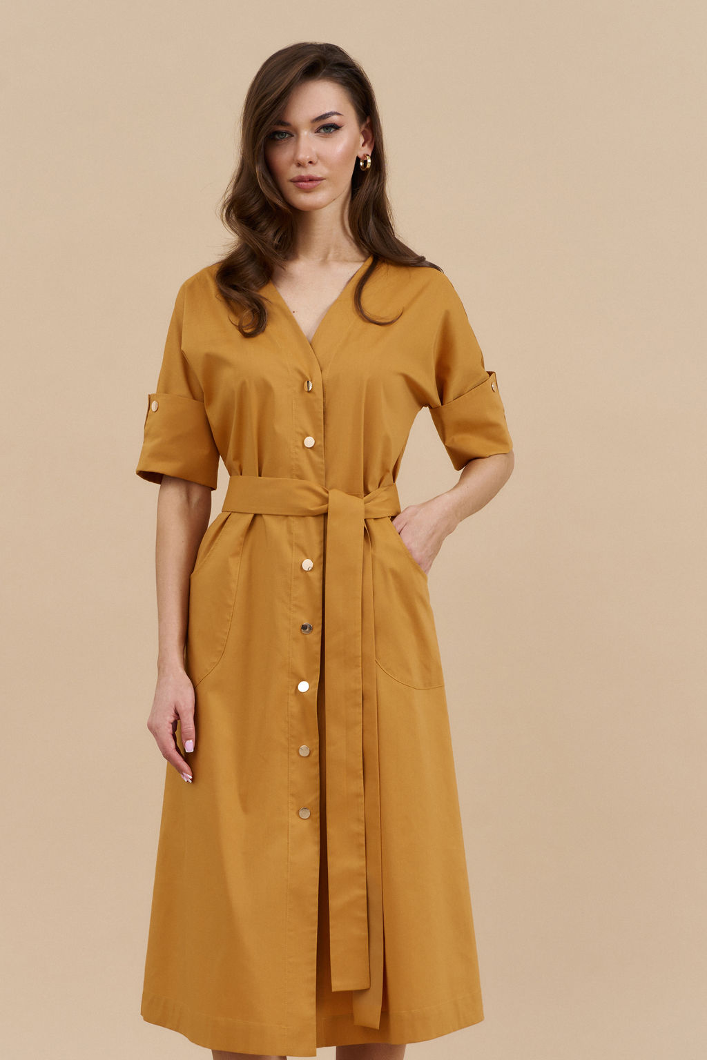 Платье 0863 горчица - Diliafashion фото 3