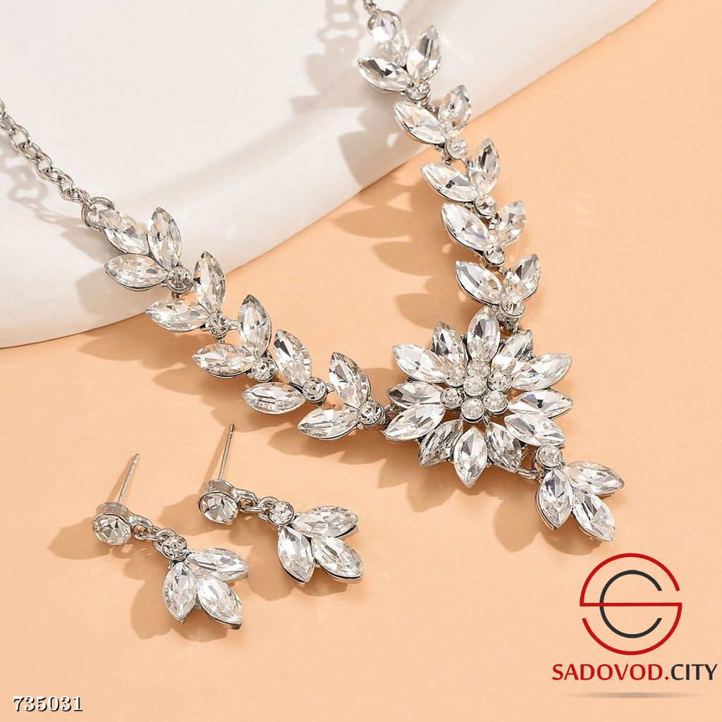 Комплект ожерелье и сережки с цветком и кристаллами - Bruno фото 12