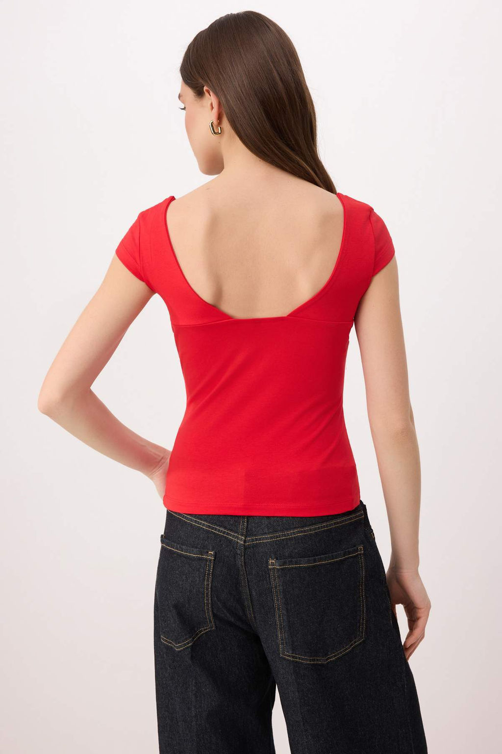 Trendyolmilla Ekru Kalp Yaka Vucuda Oturan Pamuklu Esnek Orme Bluz TWOSS24BZ00113  фото 24