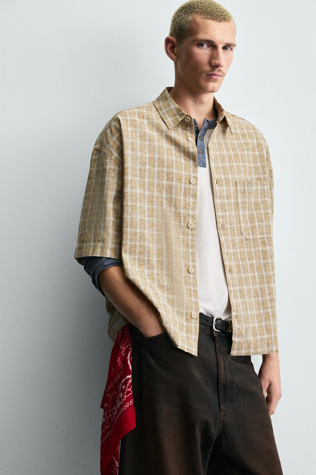 BOXY FIT CHECK SHIRT - Zara фото 6