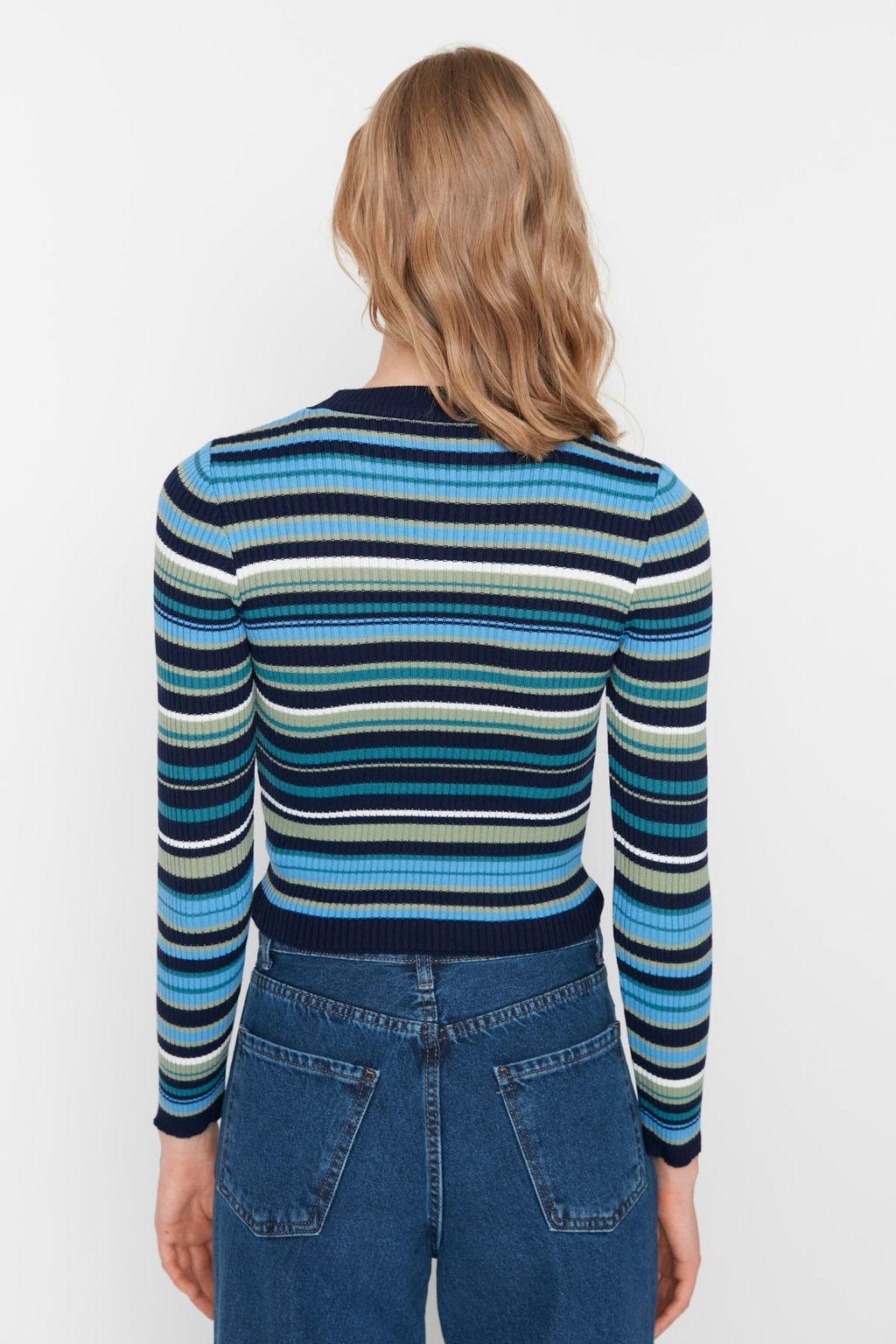 Lacivert Crop Triko Kazak TWOAW22KZ1114 - Trendyolmilla фото 5