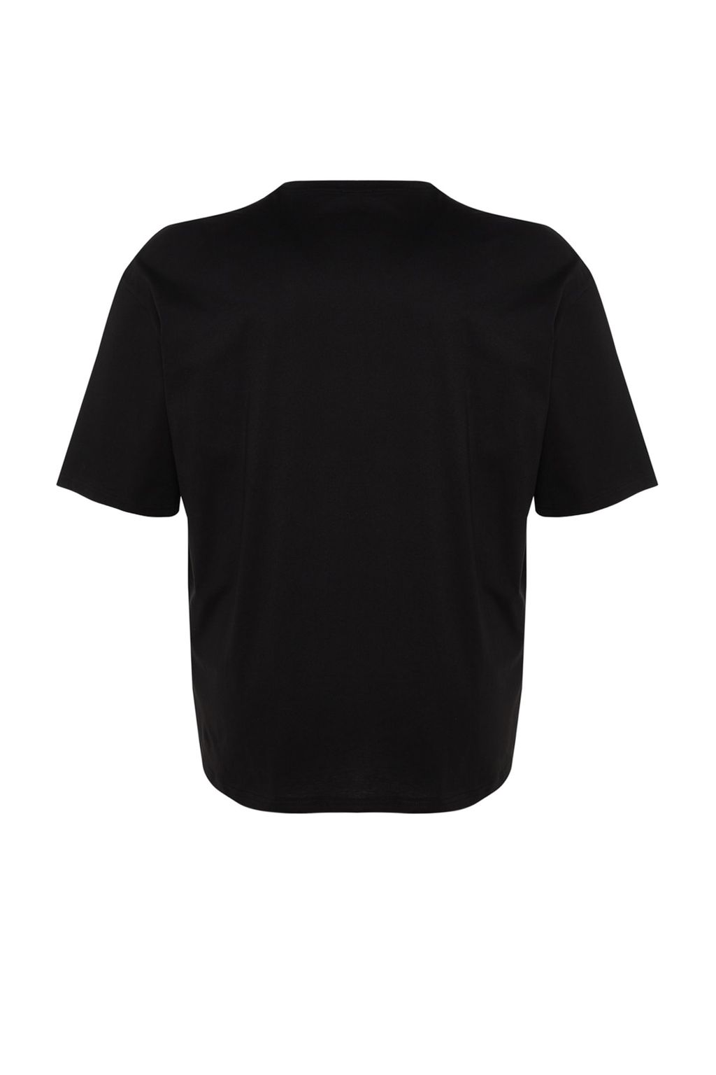 Buyuk Beden Siyah Oversize/Genis Kesim Rahat Basic %100 Pamuklu T-Shirt TMNSS23TS00139