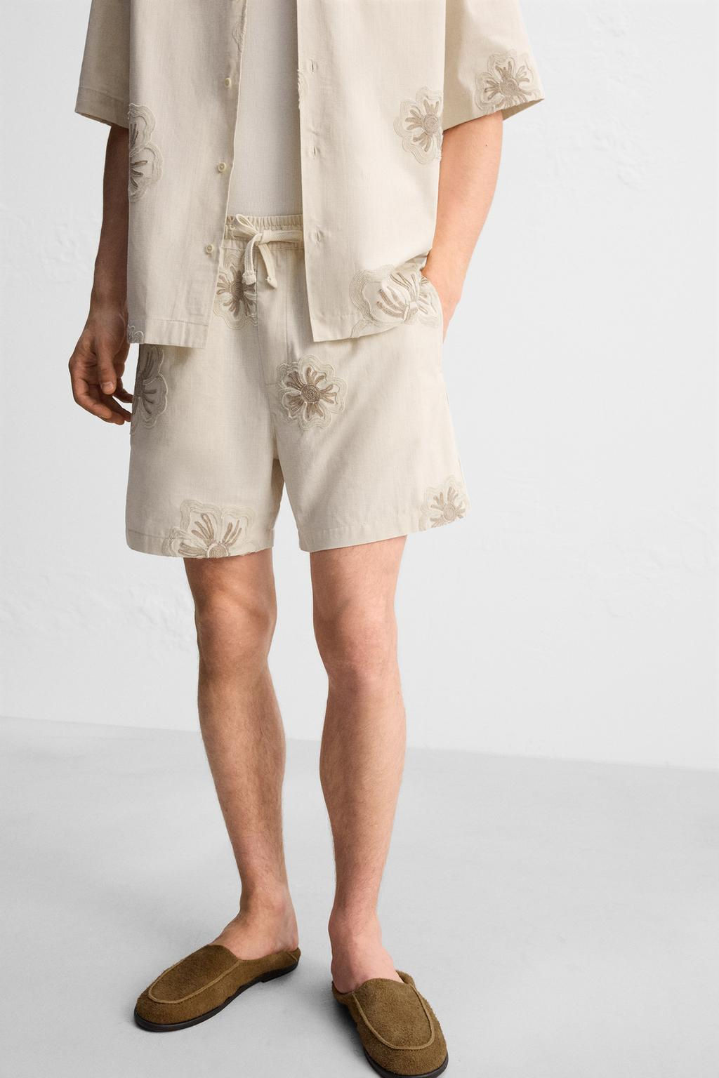 BERMUDA SHORTS WITH FLORAL EMBROIDERY - Zara фото 5