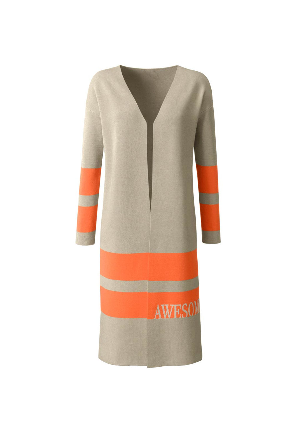 Трикотажное пальто, бежево-оранжевое - Heine фото 2