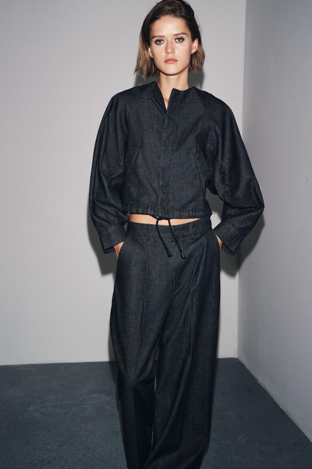 ZW COLLECTION PUFF DENIM BOMBER JACKET