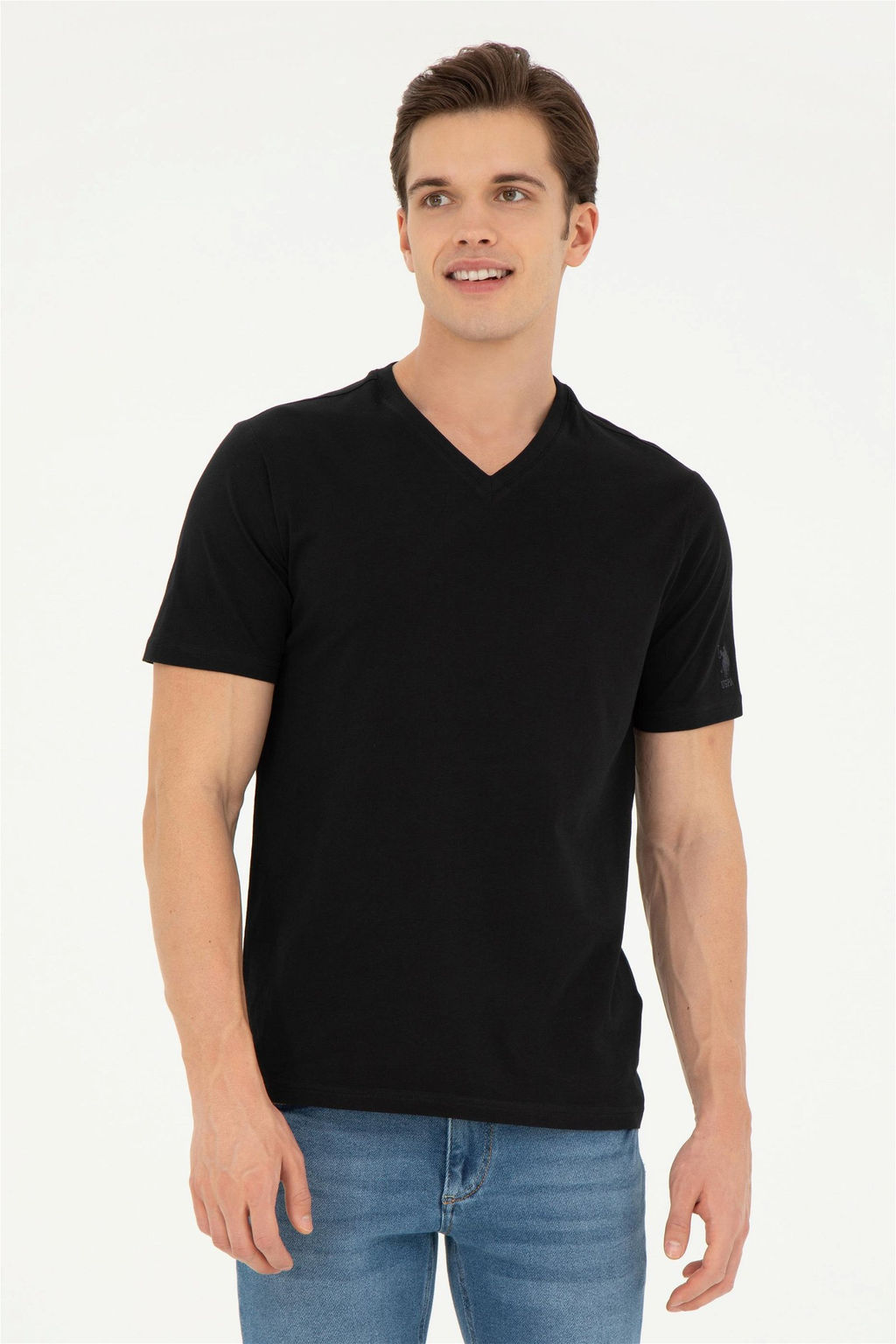 Мужская черная базовая футболка - U.s. polo assn фото 3