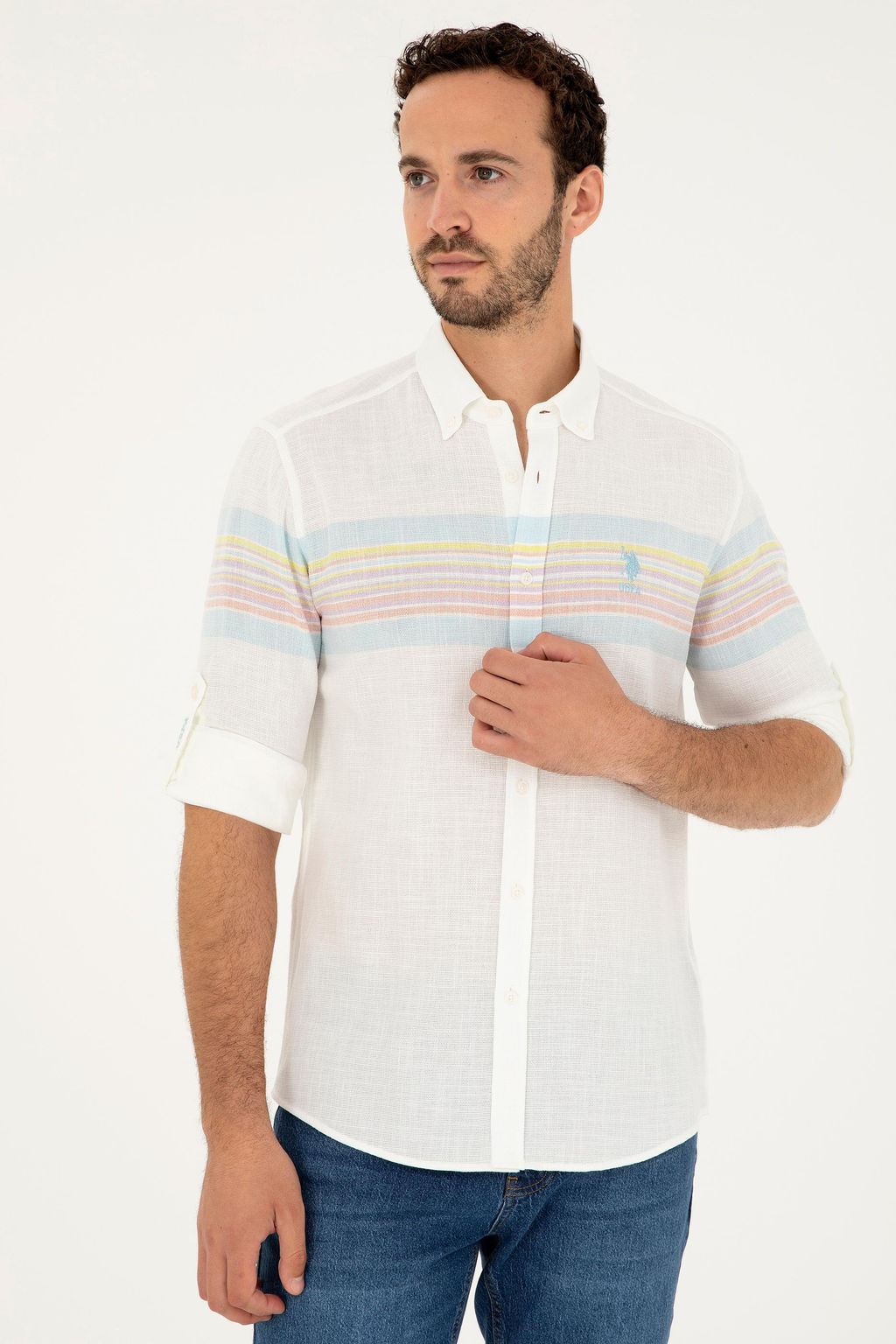 Мужская мятная рубашка с длинным рукавом Неожиданная скидка в корзине - U.s. polo assn фото 3