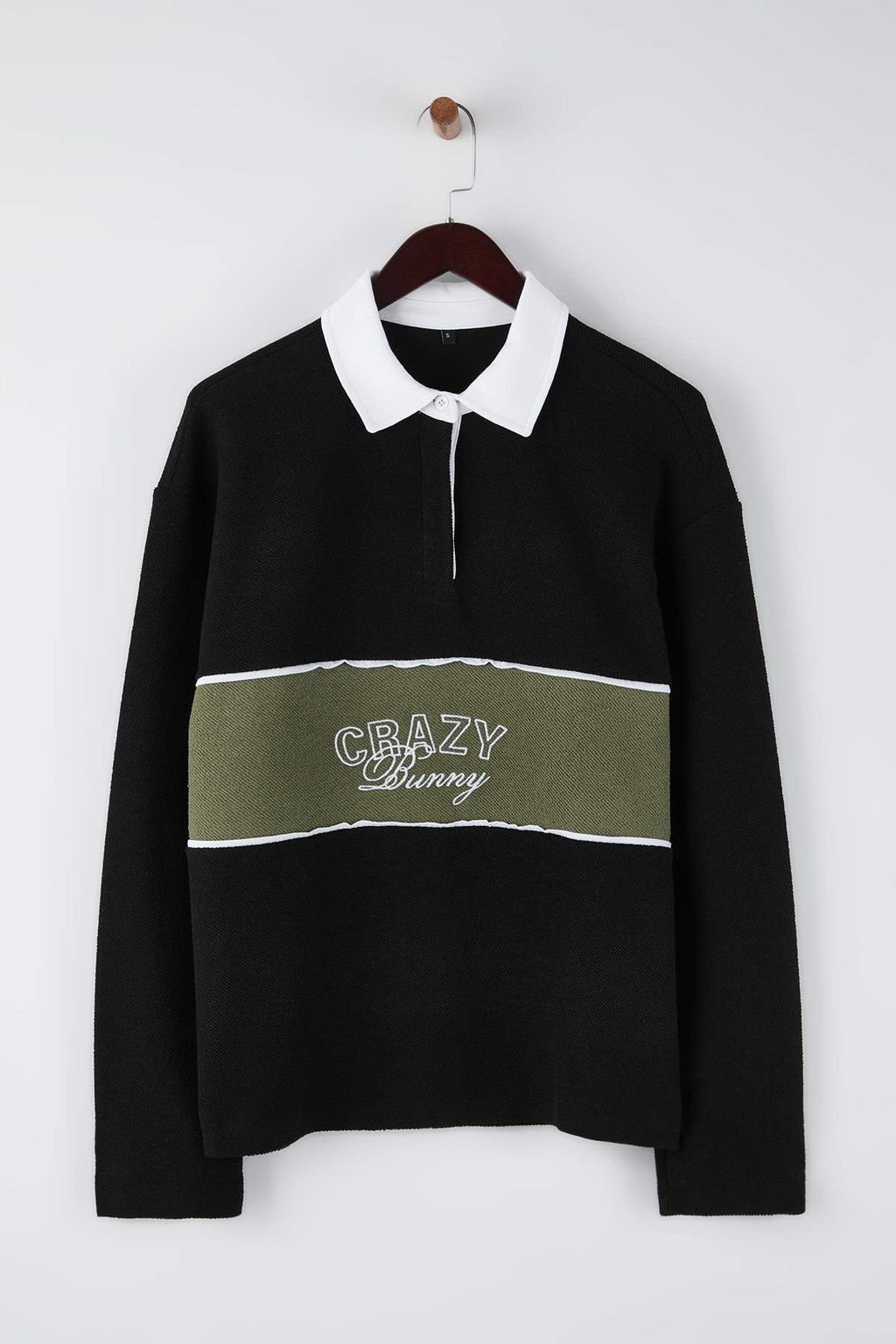 Siyah Yeni Oversize/Genis Kesim Nak?s Detayl? Kal?n Polo Yaka Sweatshirt TMNAW26SW00027