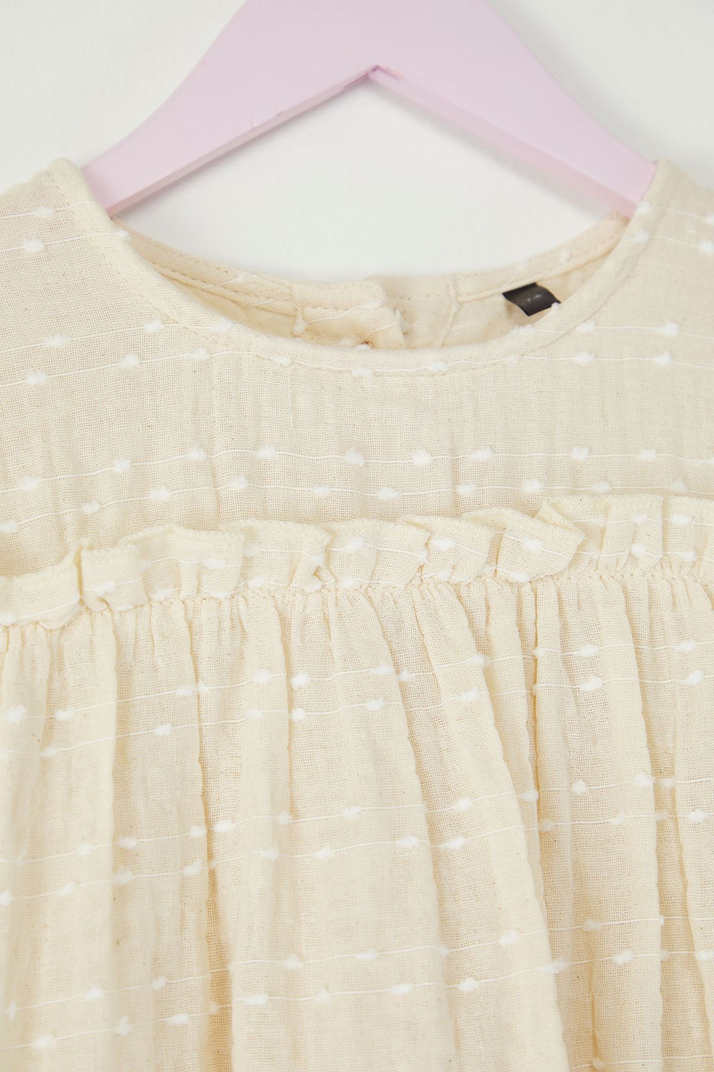 Bej K?z Cocuk Pamuklu Basic Mini K?sa Kol Dokuma Elbise TKDSS25EL00029 - Trendyolmilla фото 2