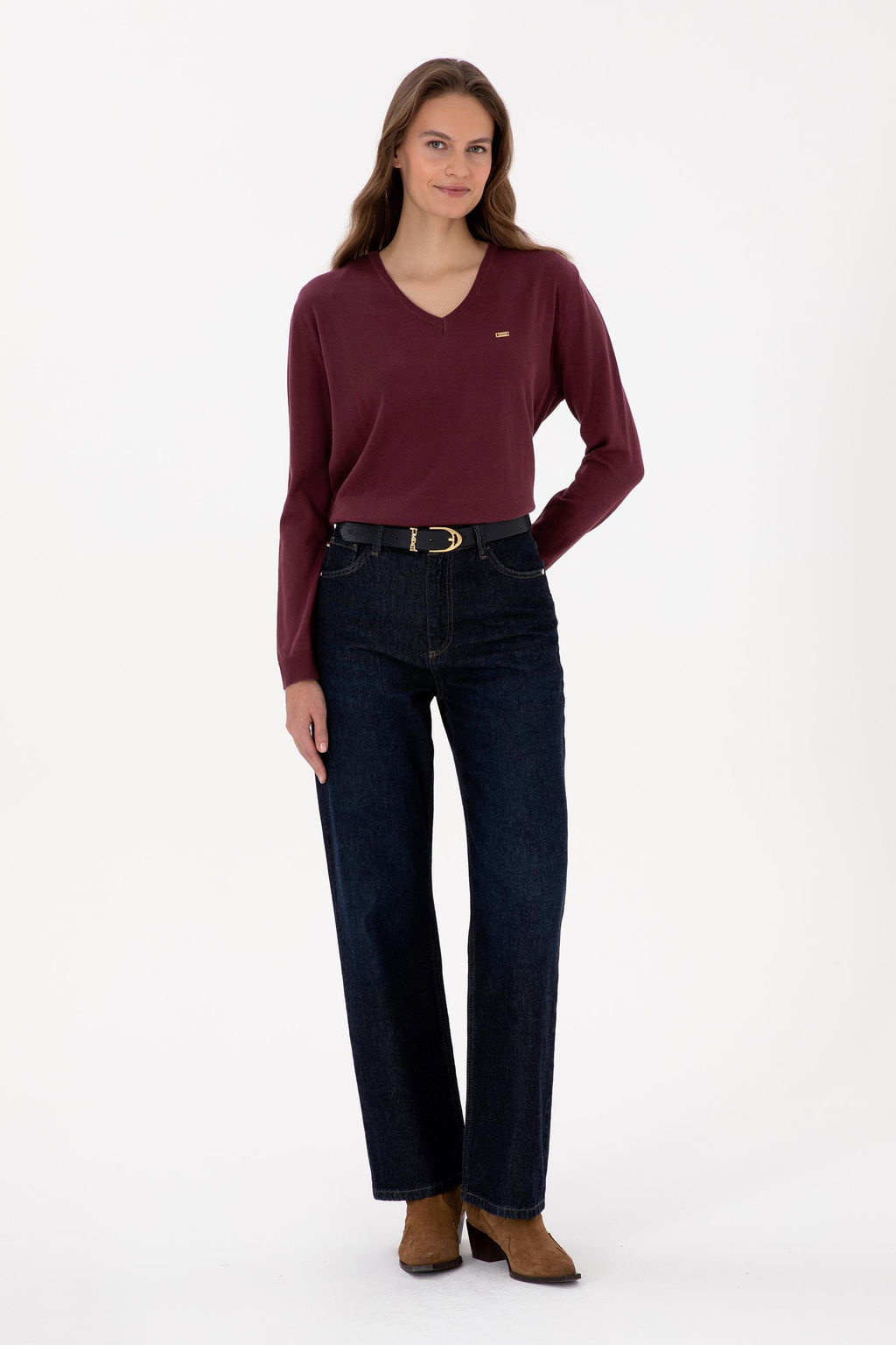 Kad_n Bordo V Yaka Basic Kaza - U.s. polo assn фото 4