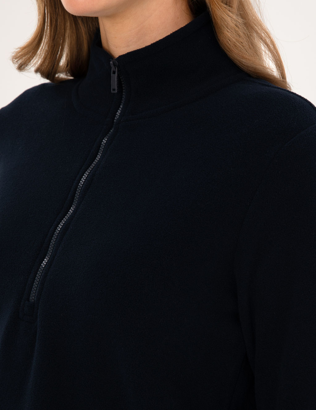 Lacivert Comfort Fit Fermuarl_ Polar Sweatshirt