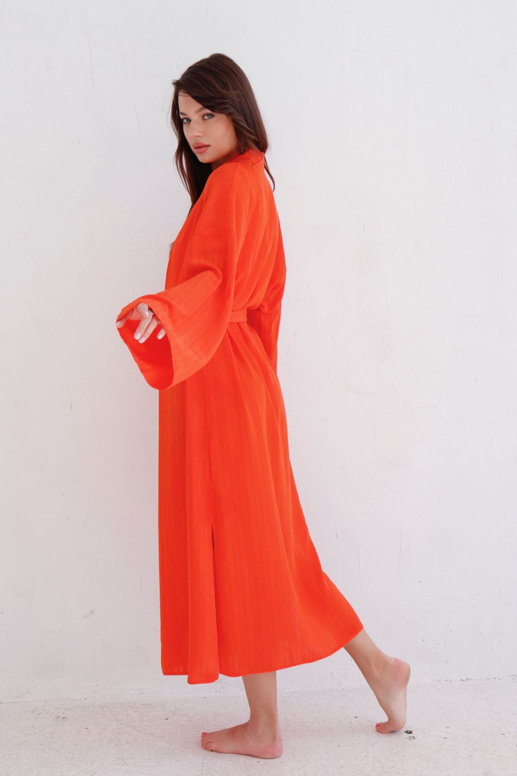9463 Кимоно длинное красно-оранжевое - Martichelli фото 17