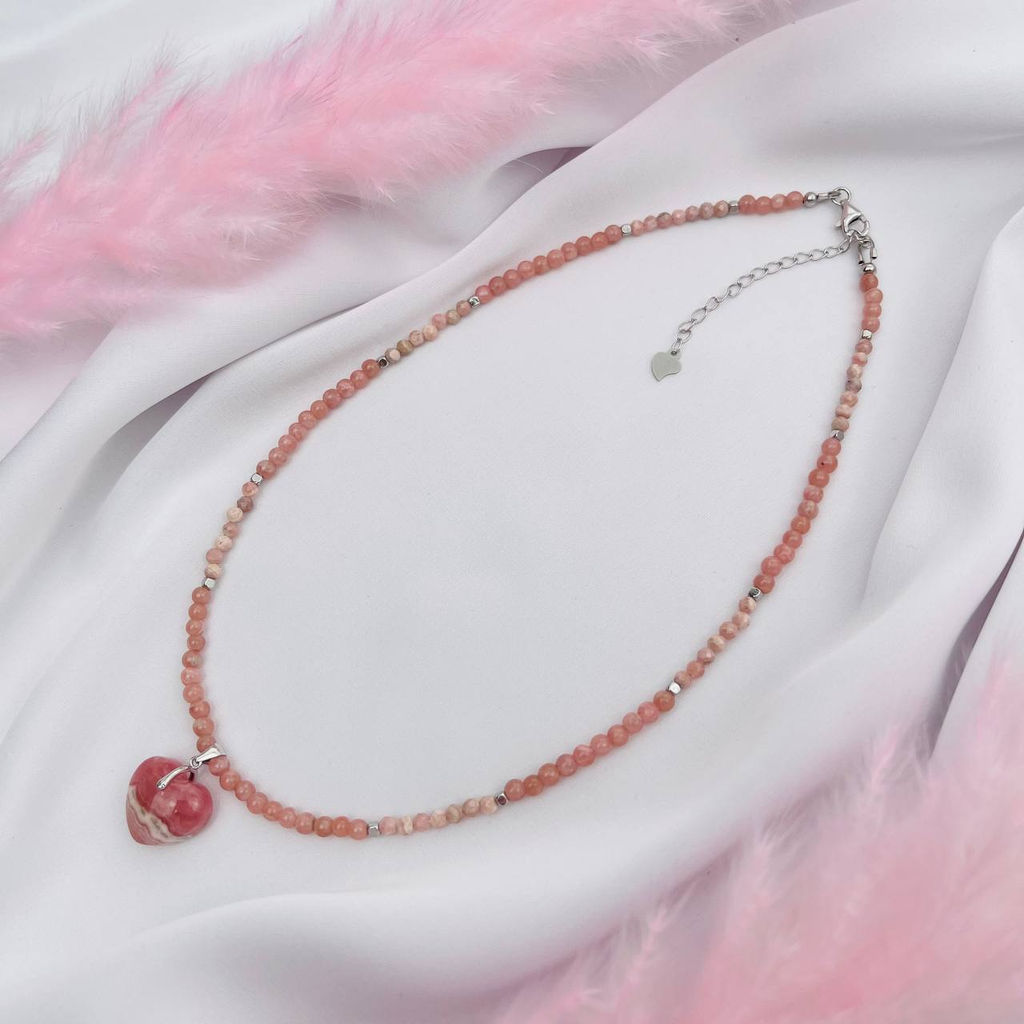 Чокер из Родохрозита с кулоном 38 см +