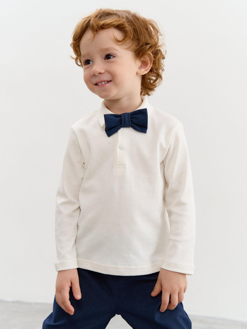 Лонгслив с воротником поло Экрю 0+