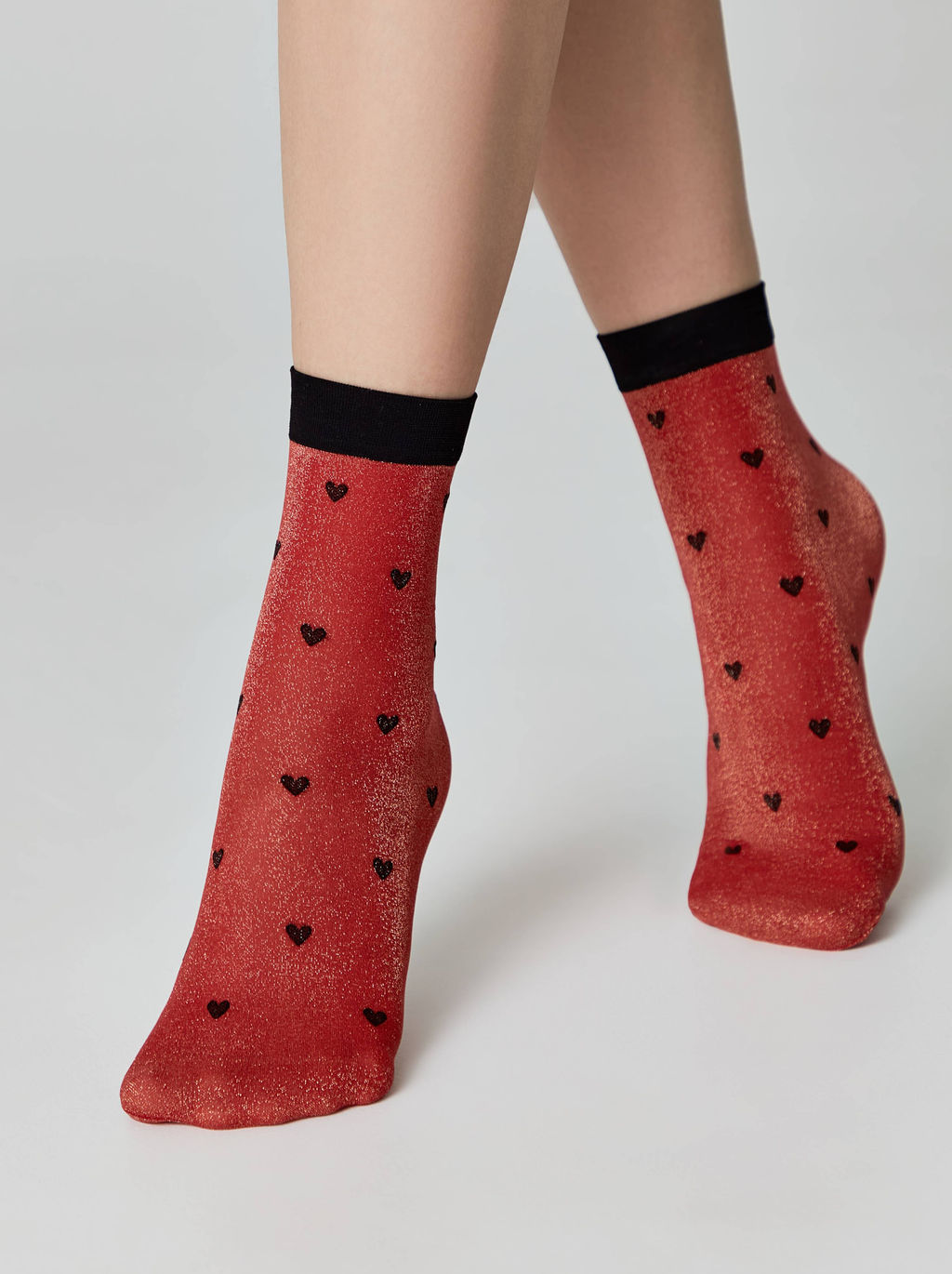 Цена за 2 пары. Носки Классические CONTE FANTASY Сияющие носки с объемными рисунками Hearts gold-rosso - Conte elegant фото 2