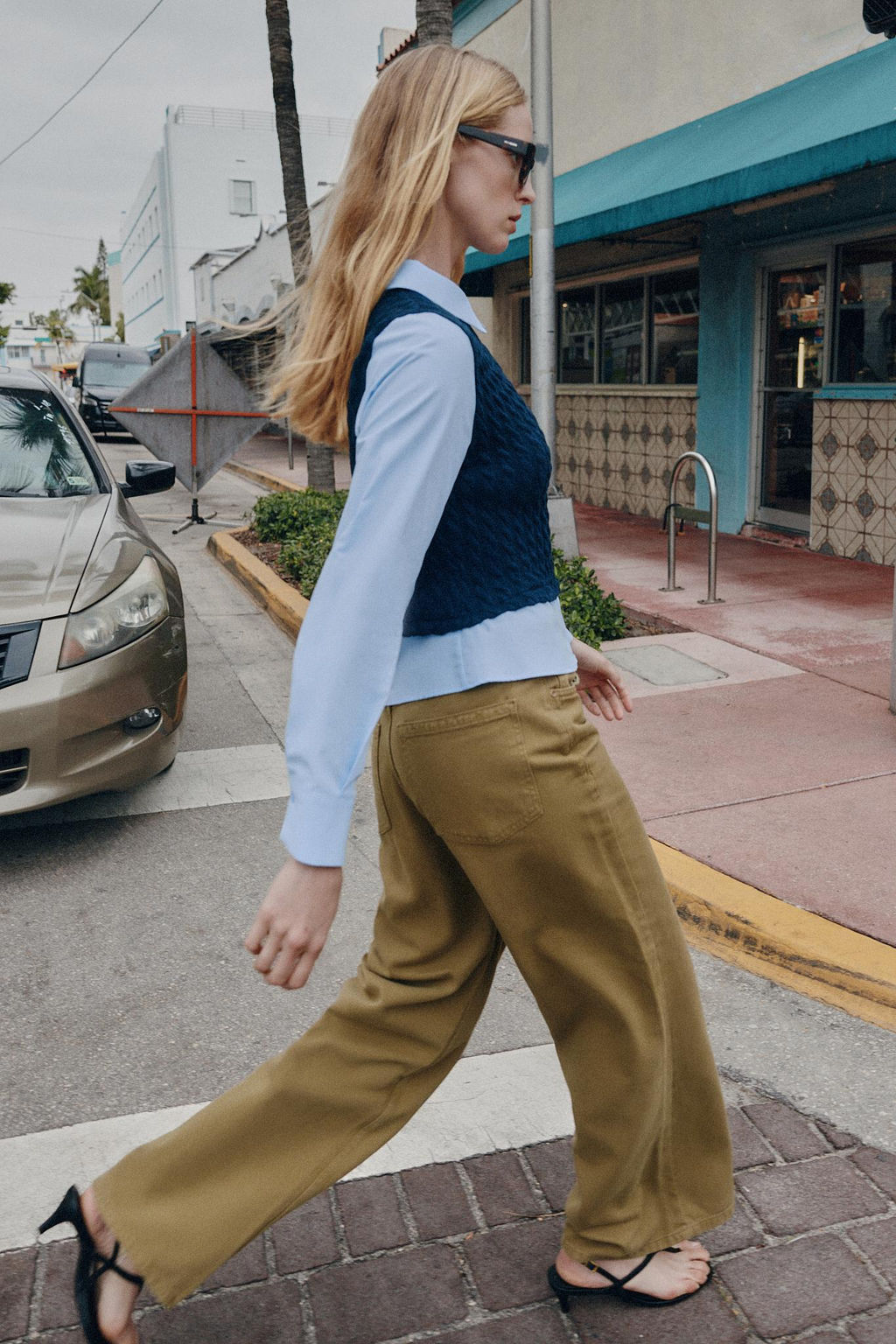 JEANS Z1975 WIDE LEG CINTUR?N / Khaki - Zara фото 3