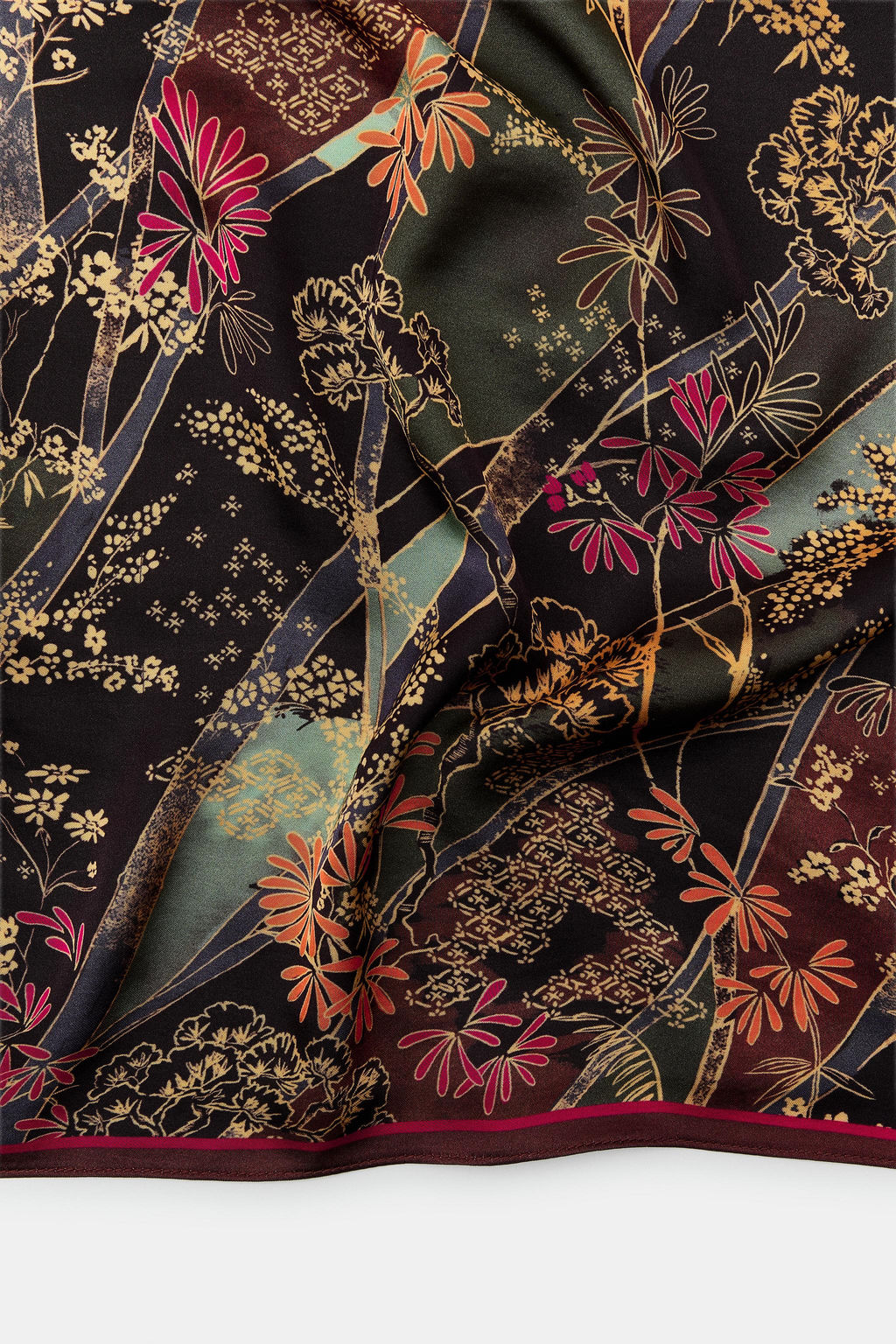 FLORAL PRINT VISCOSE SCARF - Zara фото 10