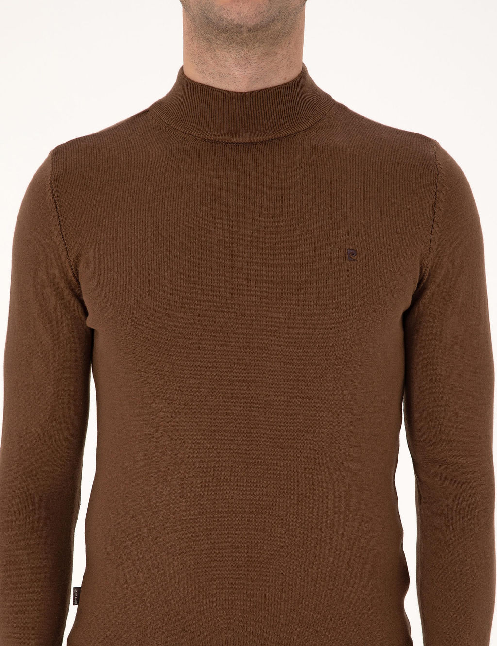 Koyu Kahverengi Slim Fit Yar_m Bal_k__ Yaka Basic Triko Kazak - Pierre cardin фото 6