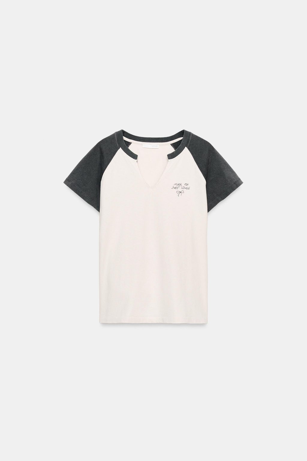 CAMISETA LAVADA MANGA RANGL?N / Crudo