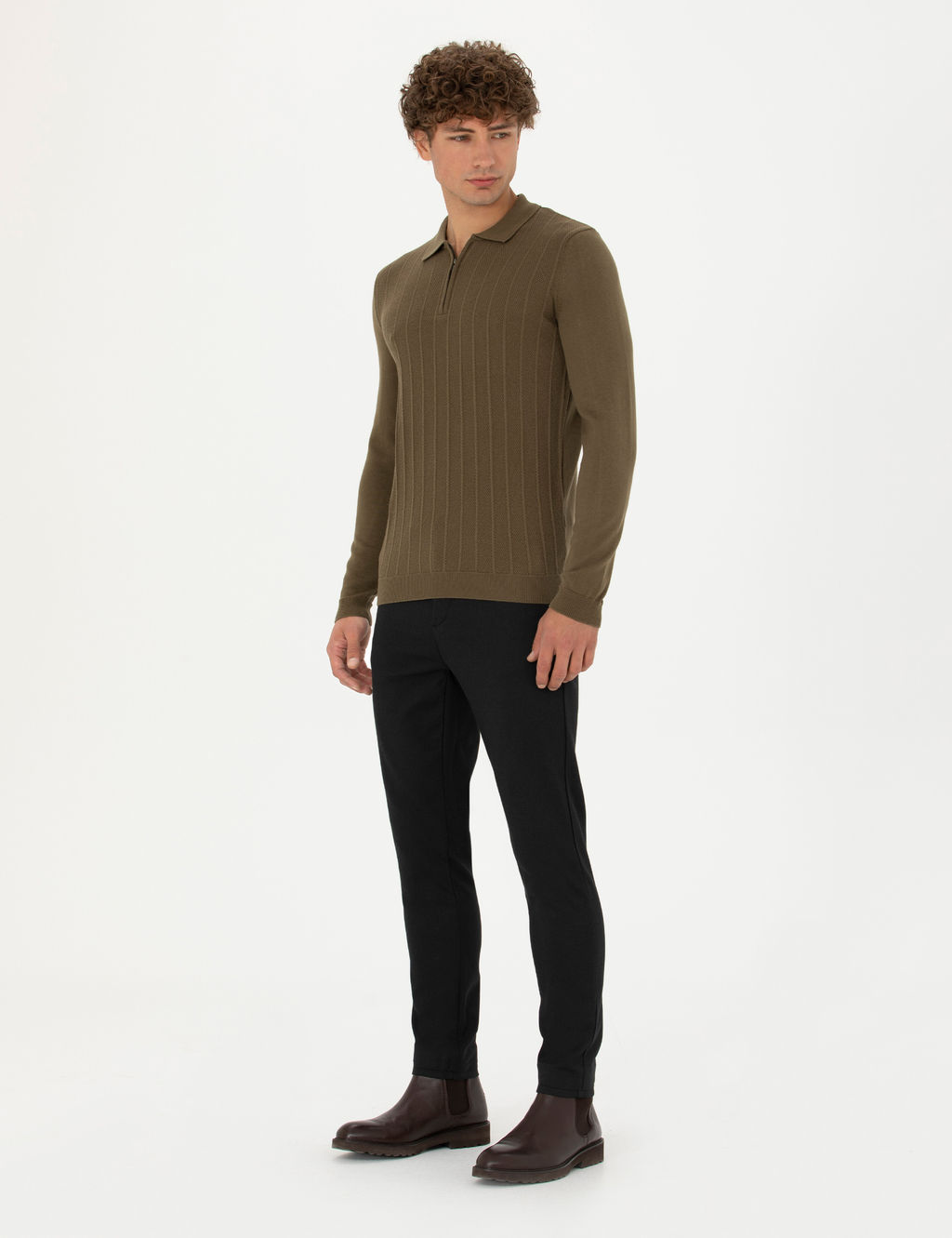 Siyah Arm_rl_ Slim Fit Kanvas Pantolon
