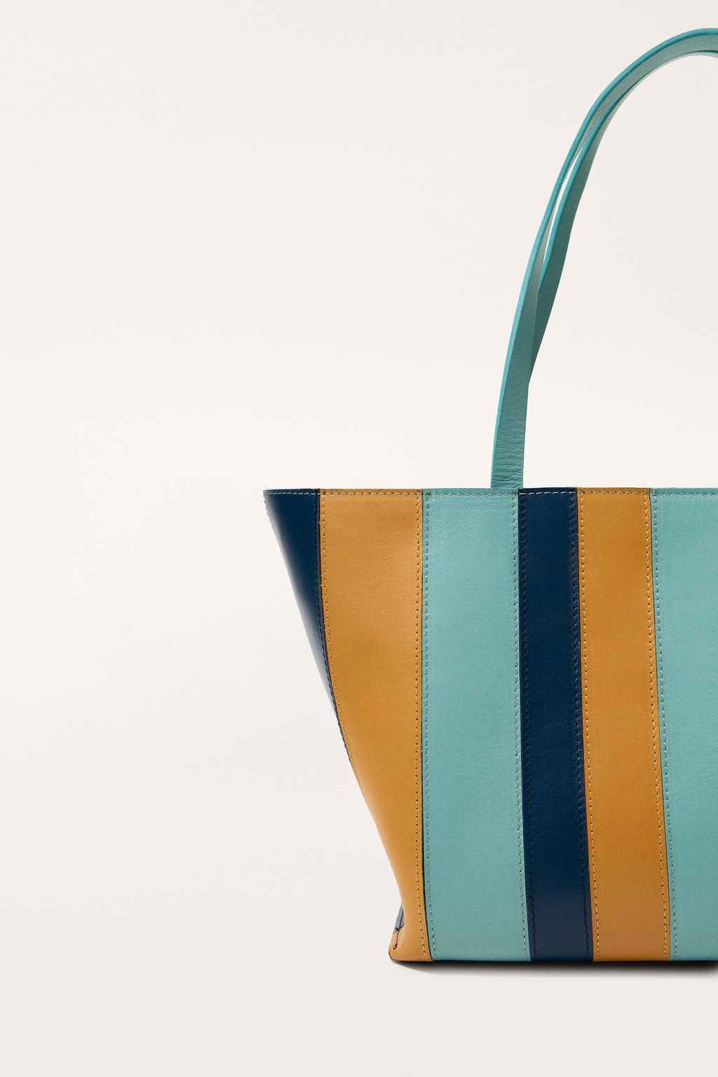 STRIPED LEATHER TOTE BAG - LIMITED EDITION - Zara фото 3
