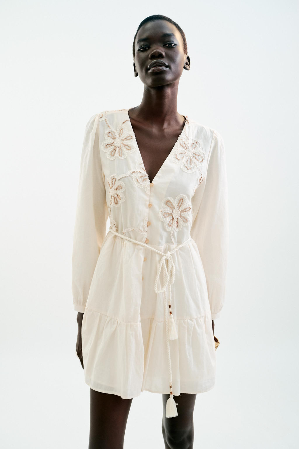 EMBROIDERED TEXTURED DRESS
