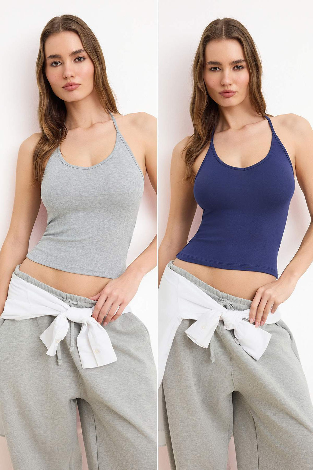 Siyah-Ekru Regular Boyundan Baglamal? Kolsuz Pamuk Ribana Orme Atlet TWOSS26AL00026 - Trendyolmilla фото 7