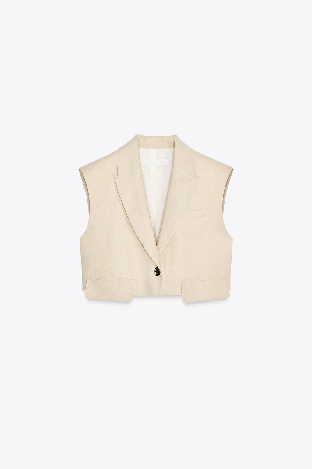 LINEN BLEND SHORT WAISTCOAT - Zara фото 5