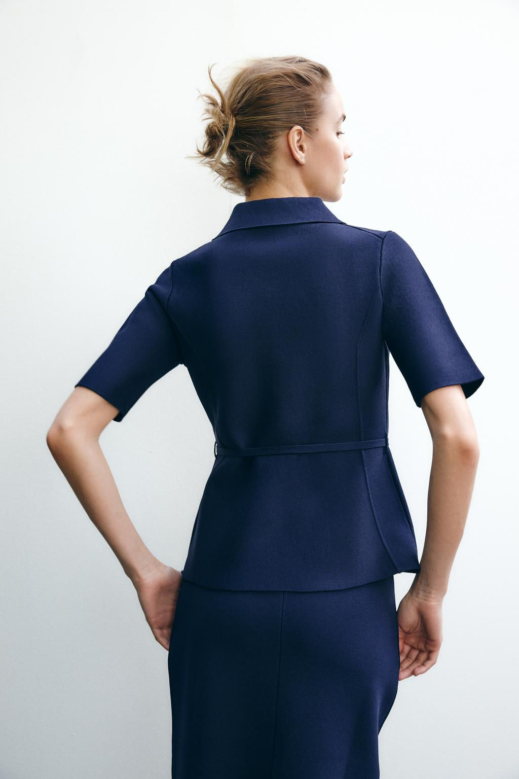 PLAIN KNIT BELTED JACKET - Zara фото 4