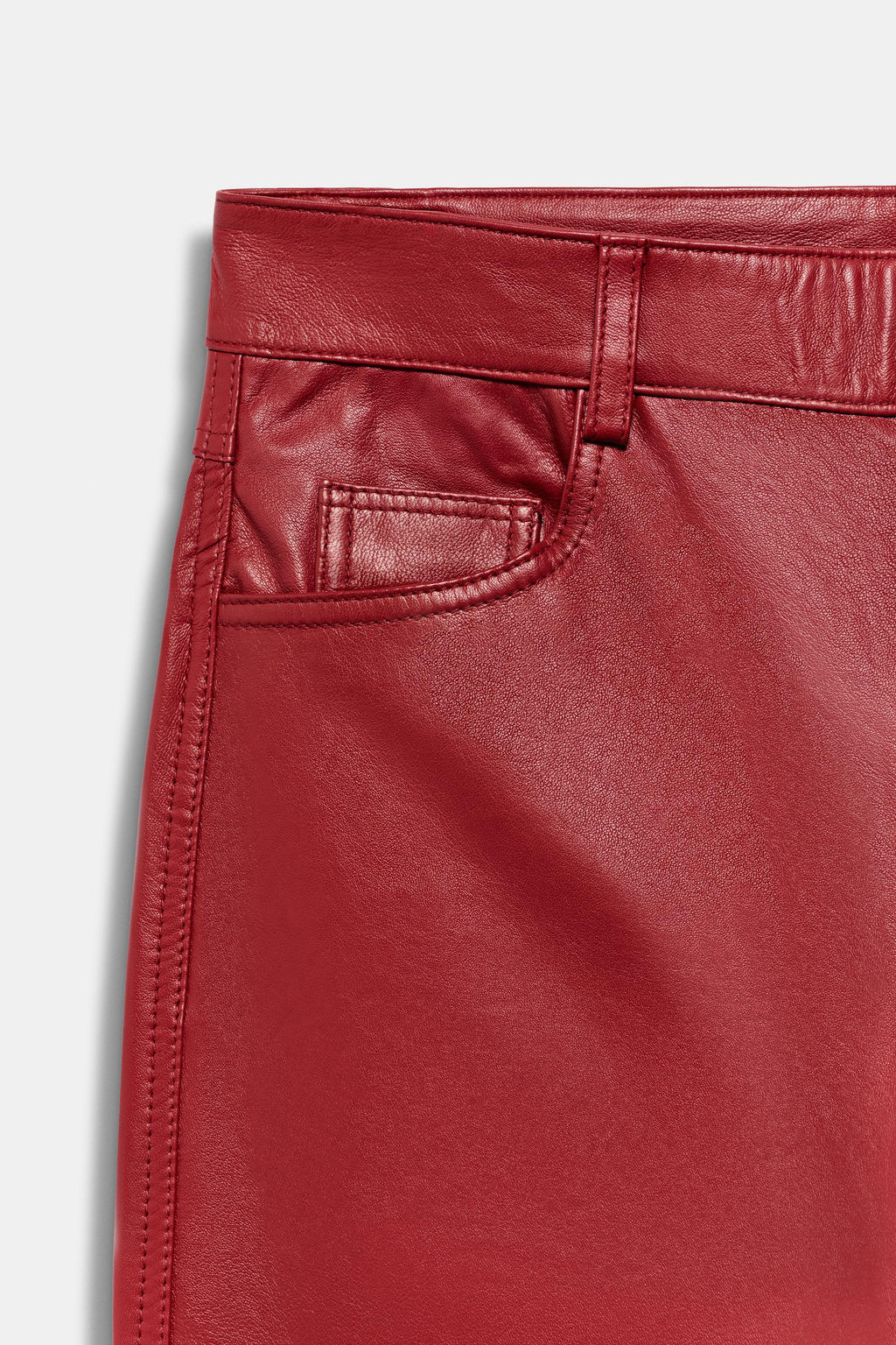 PANTAL?N PIEL 100% ZW COLLECTION LIMITED EDITION / Rojo - Zara фото 7