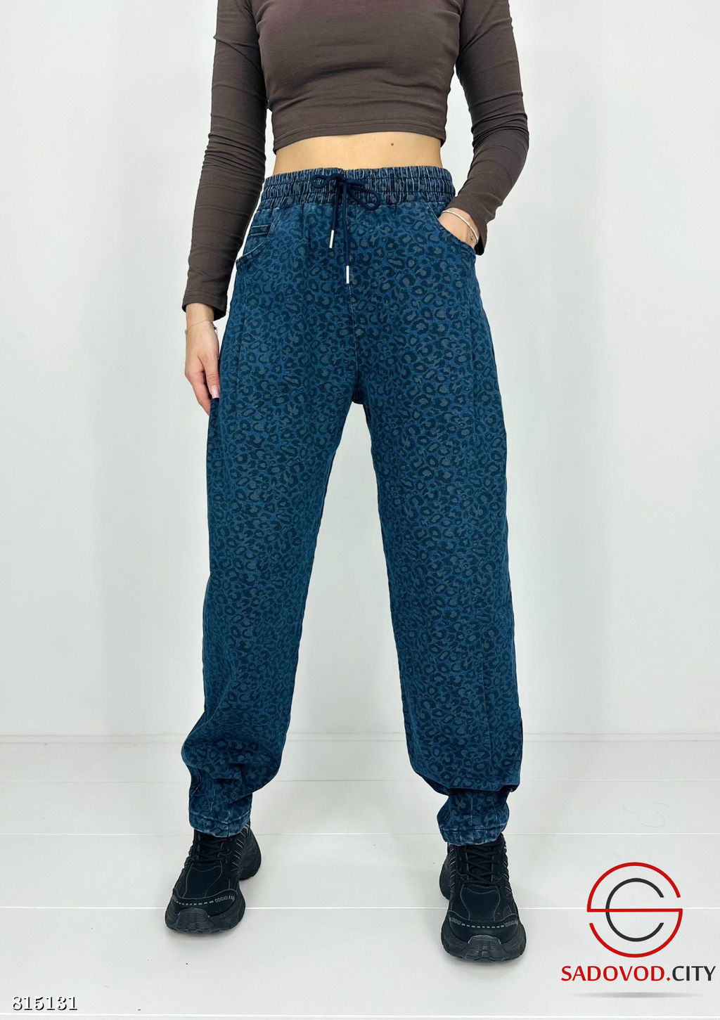 Брюки женские с принтом на резинке