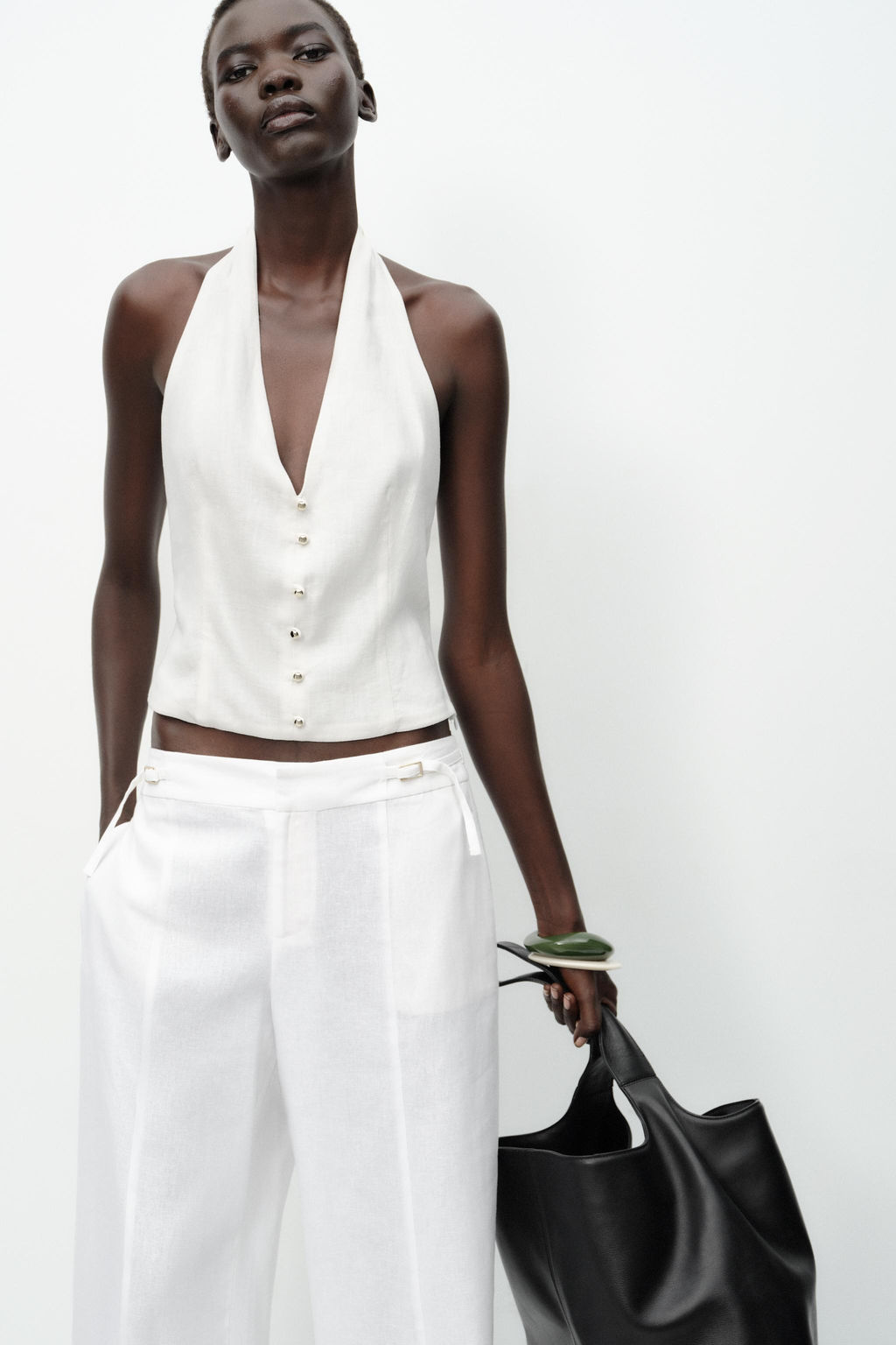 HALTER WAISTCOAT TOP LINEN BLEND - Zara фото 15