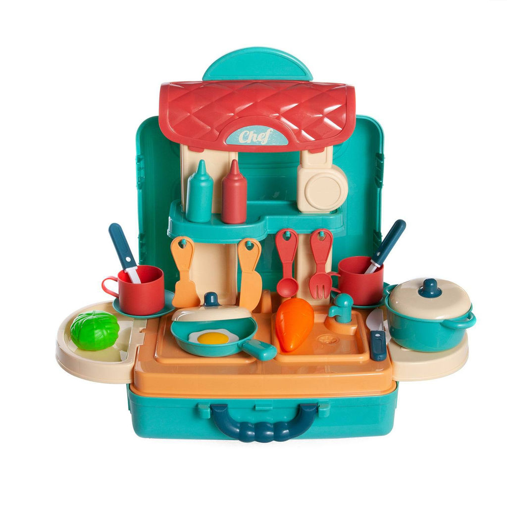 Чемоданчик-трансформер Кухня маленького шеф-повара, зеленая - Junfa toys фото 3