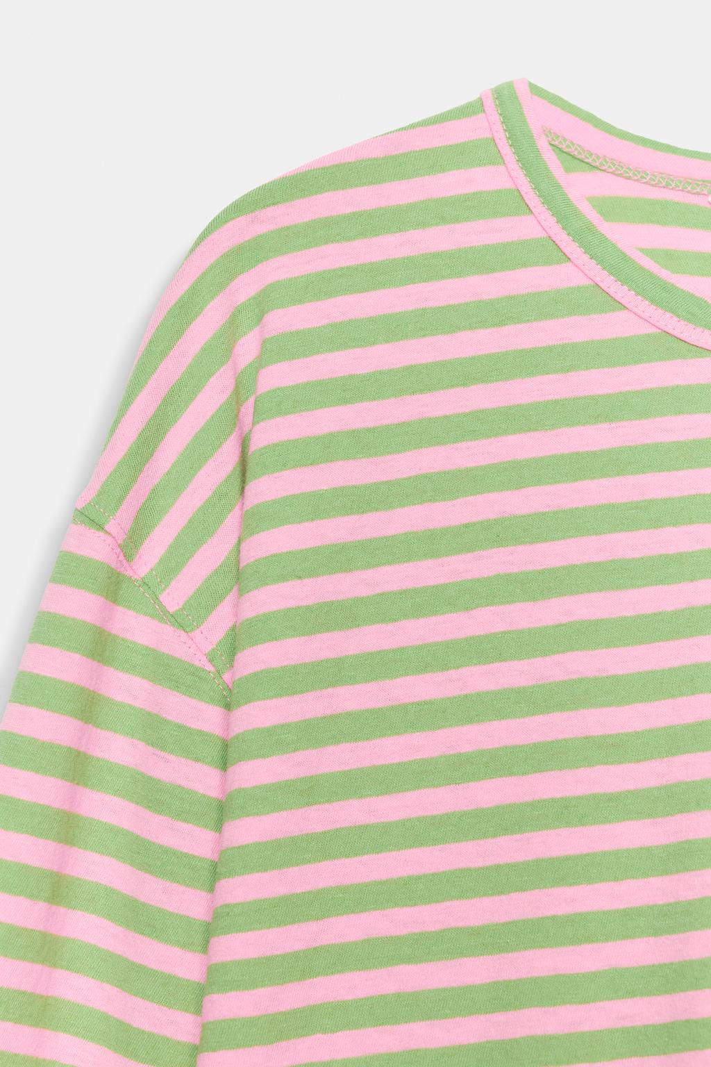 CAMISETA ALGOD?N Y LINO RAYAS / Rosa pastel - Zara фото 34