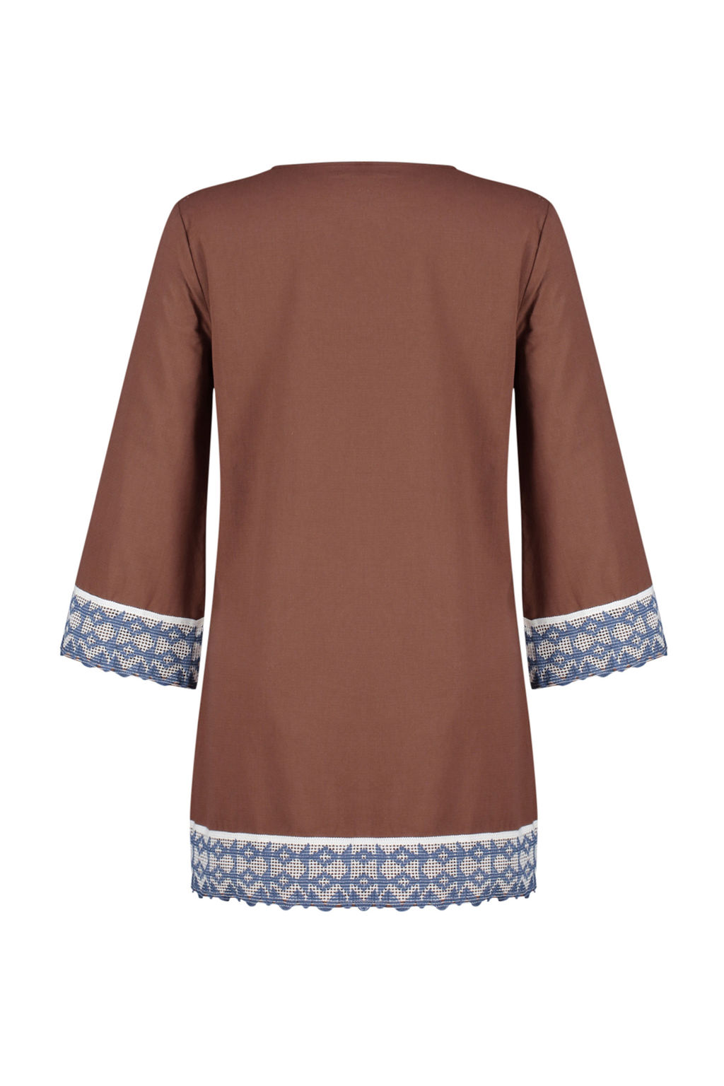 KahverengI Mini Dokuma Serit Aksesuarl? %100 Pamuklu Plaj Elbisesi TBESS24EL00094