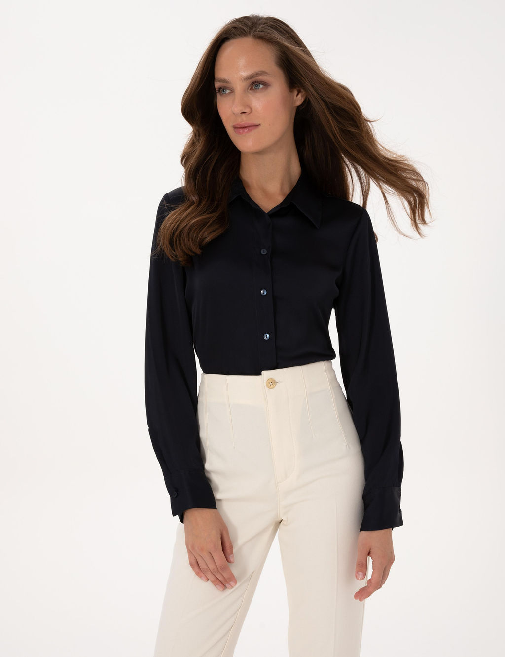 Lacivert Comfort Fit Uzun Kollu G_mlek - Pierre cardin фото 3