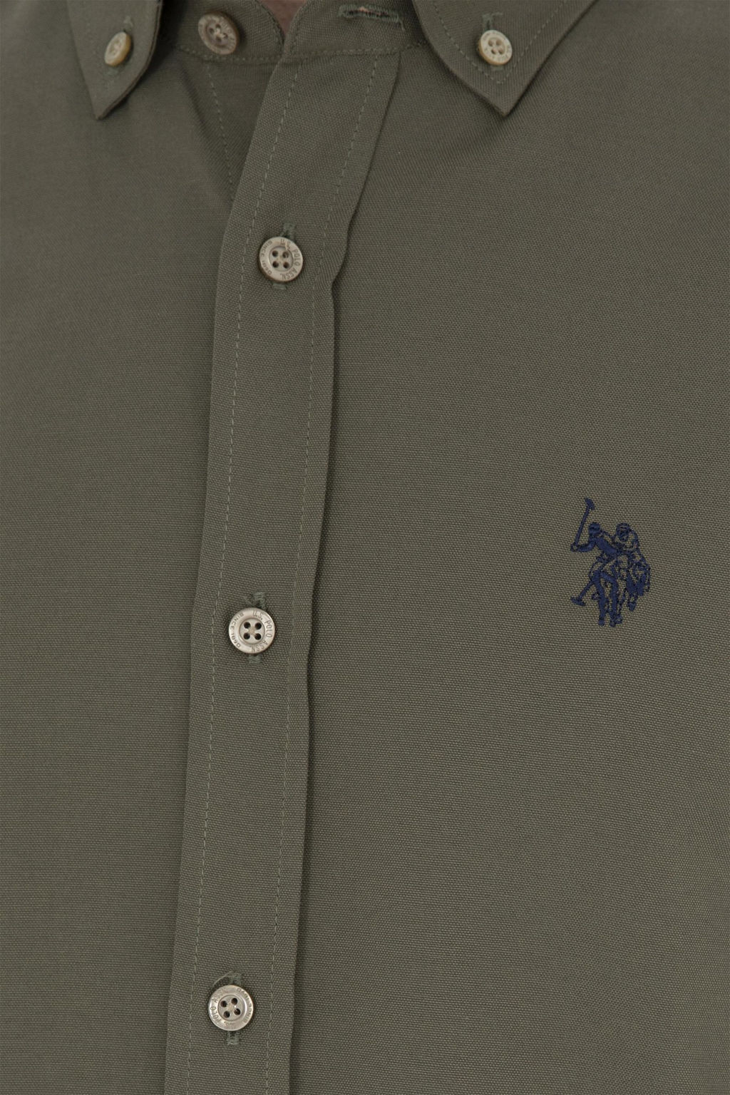 U. S. Polo Assn / Мужская базовая рубашка цвета хаки с длинным рукавом - U.s. polo assn фото 7