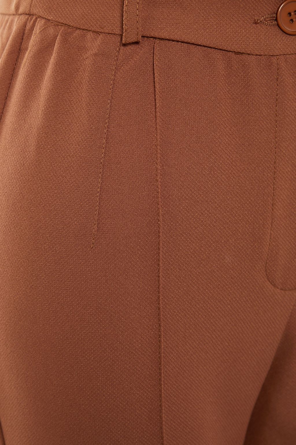 Kahverengi Straight/Duz Kesim Yuksek Bel Nervur Dikisli Dokuma Pantolon TWOSS21PL0093