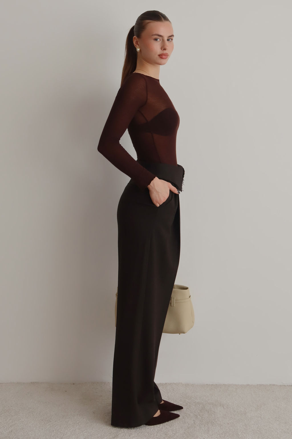 Koyu Kahverengi Pantolon TWOAW26PL00159 - Trendyolmilla фото 3