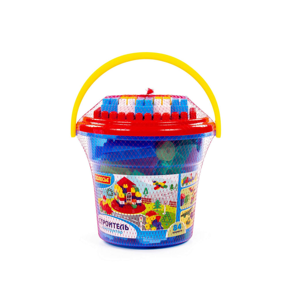 Конструктор Строитель (84 элемента) (в ведре Макси с крышкой) - Полесье фото 4