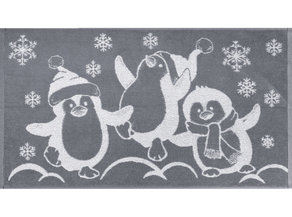 Полотенце махровое 6с103.412ж1 Пингвины(графит5) 50х90см