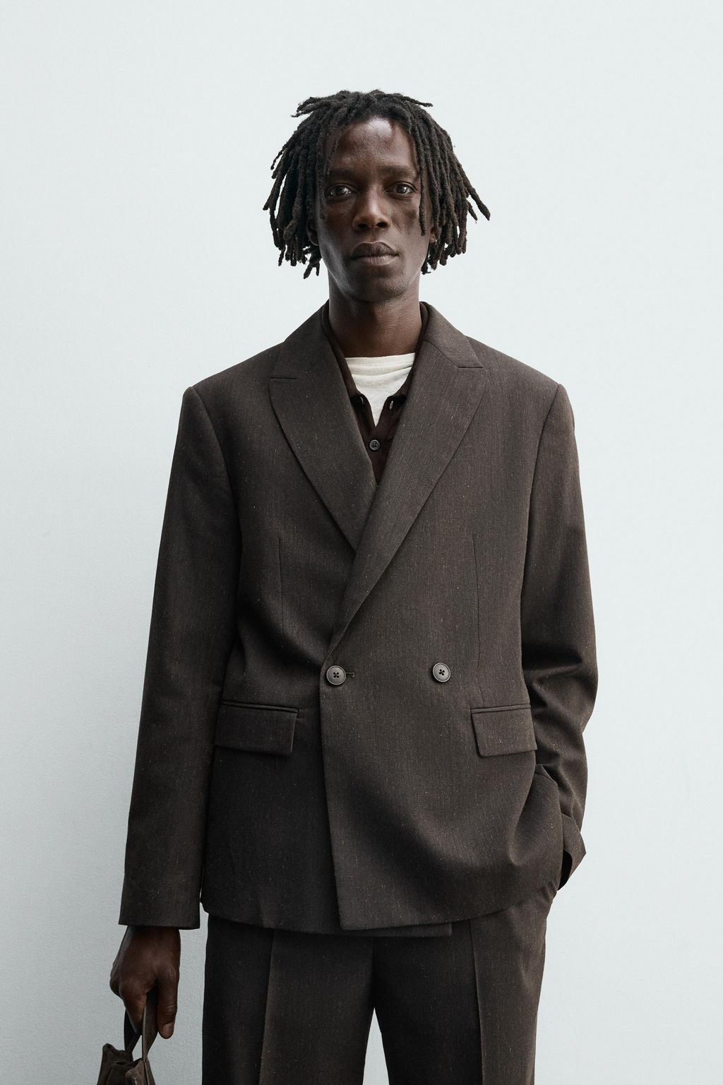 DOUBLE-BREASTED WOOL BLEND SUIT BLAZER - Zara фото 2
