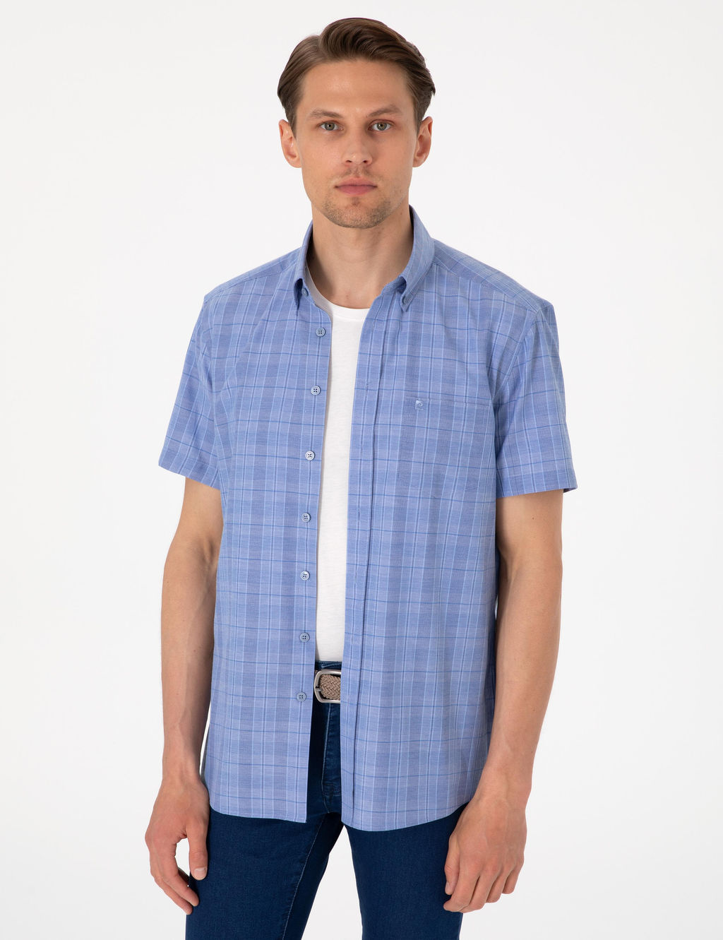 Mavi Regular Fit Kareli K_sa Kollu G_mlek