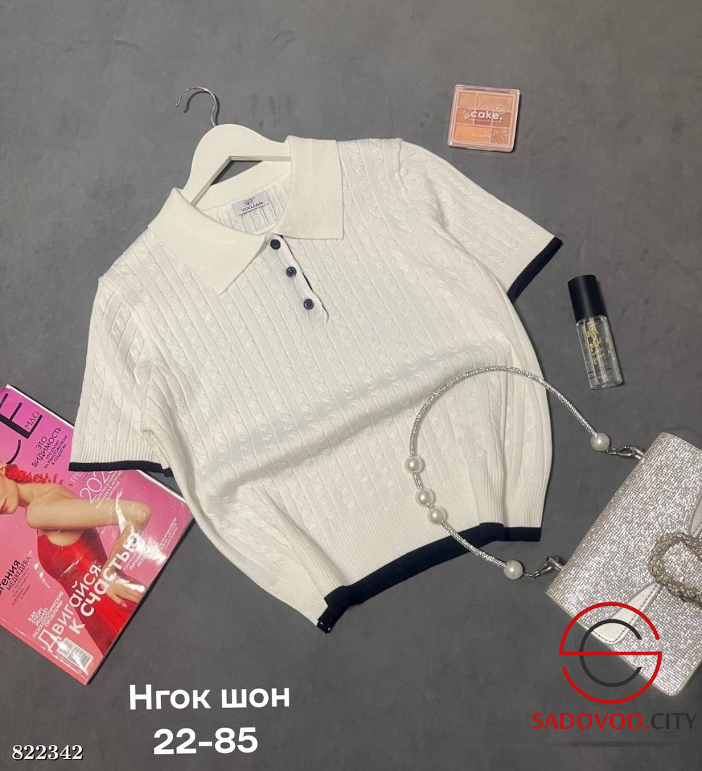 Футболка женская поло на пуговицах