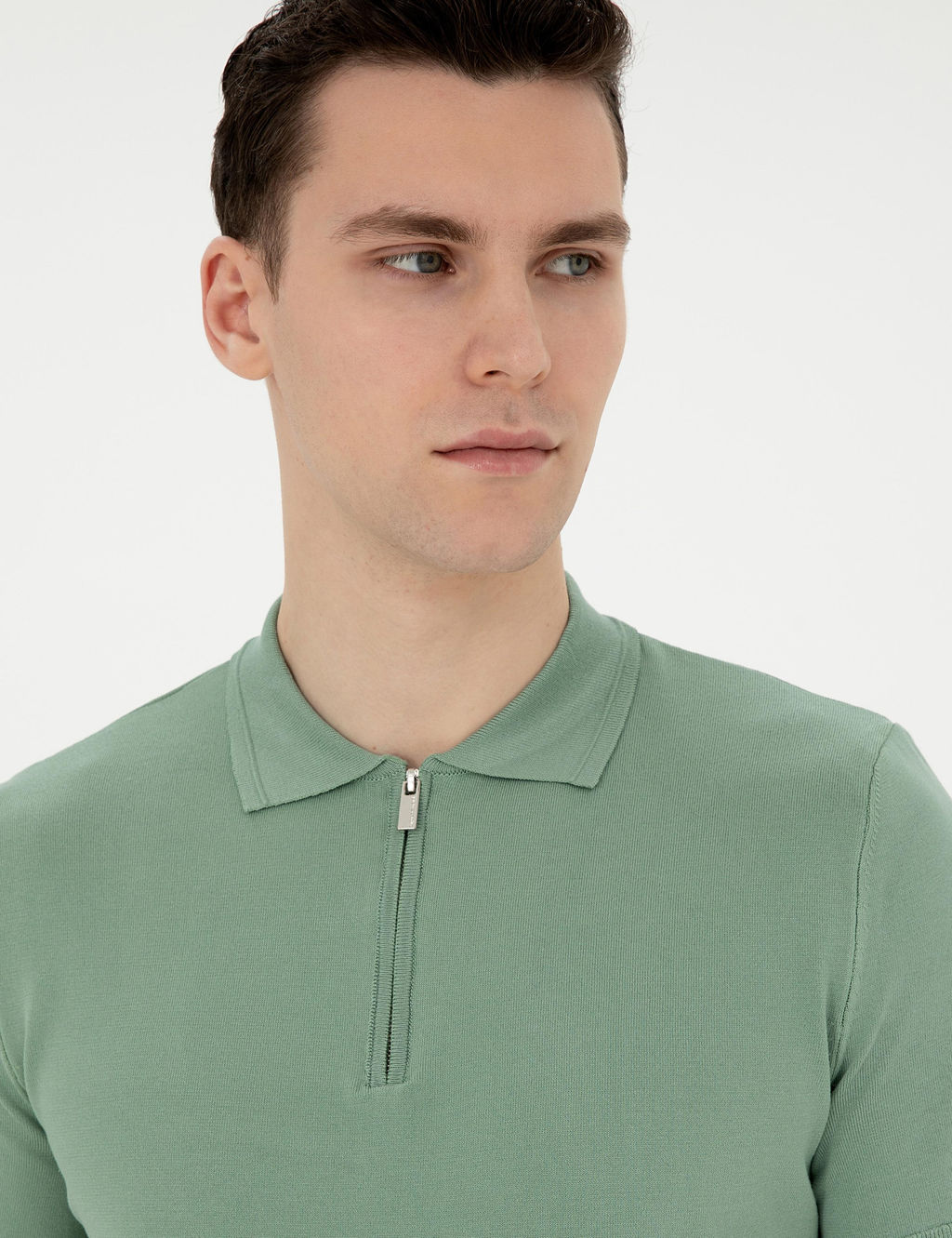 _a_la Slim Fit Fermuarl_ Polo Yaka Triko Ti__rt