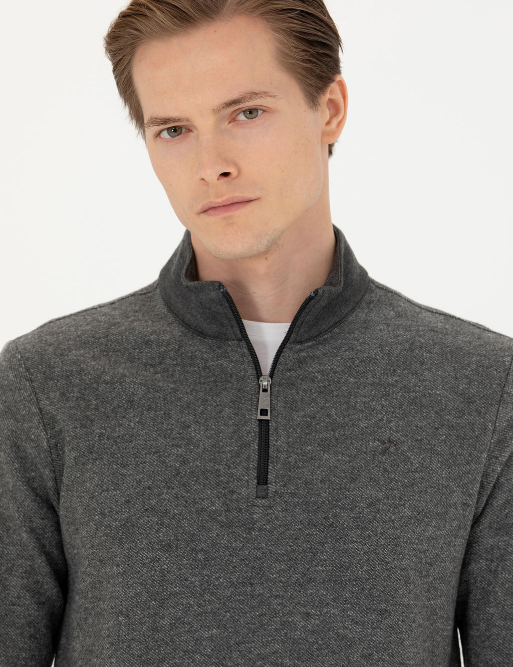 Толстовка на полумолнии антрацитового цвета