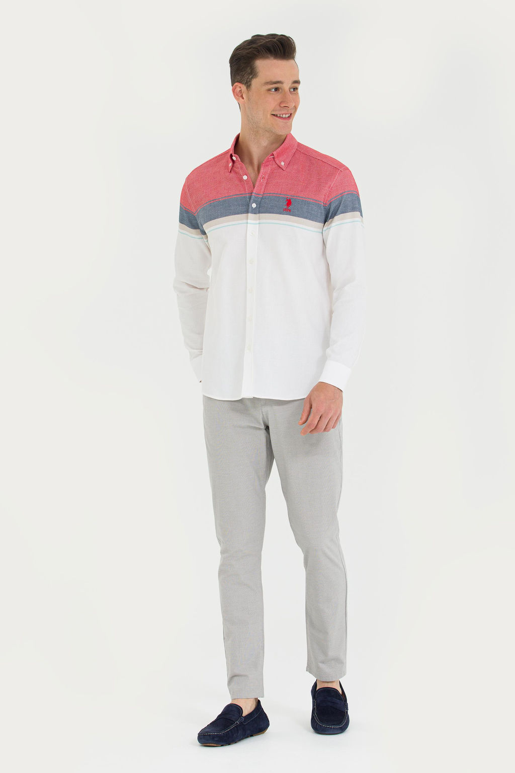 U. S. Polo Assn / Мужская белая рубашка с длинным рукавом - U.s. polo assn фото 4