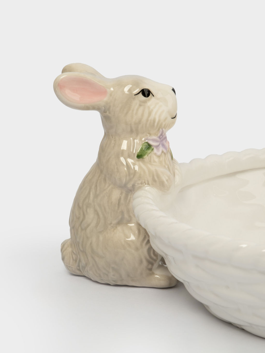 Ваза для фруктов, 26х6 см, керамика, молочно-серая, Кролики с корзинкой, Brown Rabbit - Anna lafarg фото 3